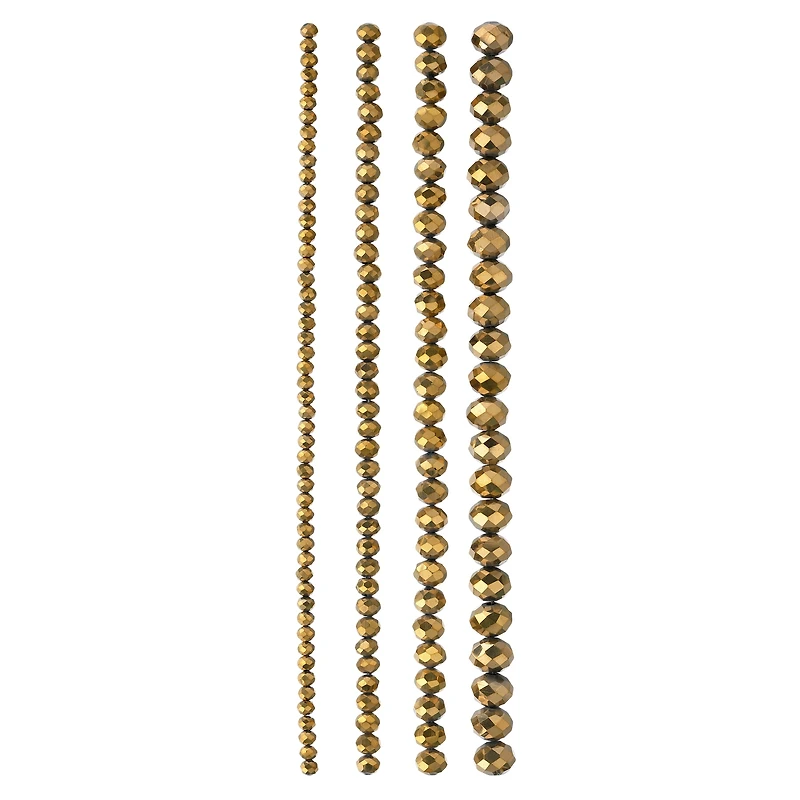 Gold Half Faceted Glass Rondelle Beads by Bead Landing™