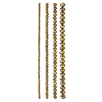 Gold Half Faceted Glass Rondelle Beads by Bead Landing™