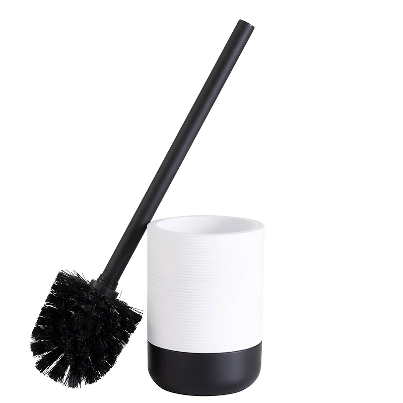 Bath Bliss Black & White Toilet  Brush & Holder Set