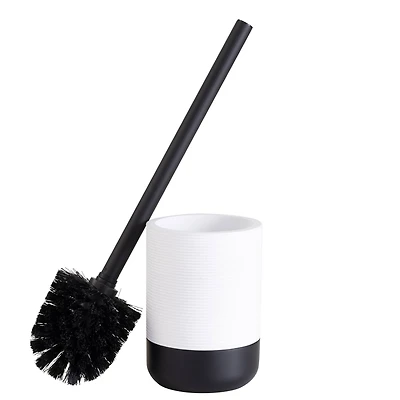 Bath Bliss Black & White Toilet  Brush & Holder Set