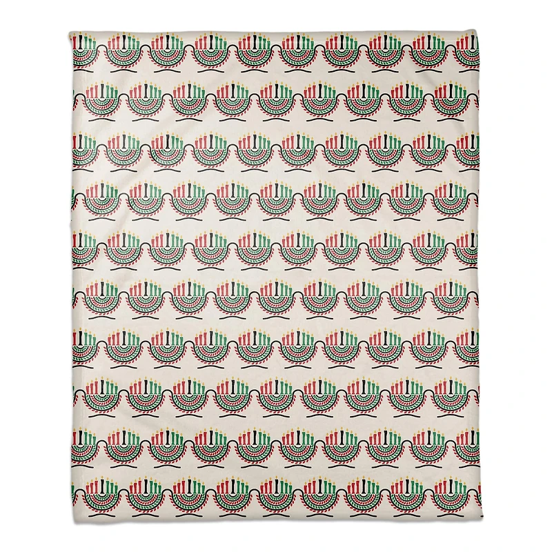 Kinara & Pattern Kwanzaa Fleece Throw