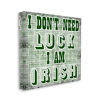 Stupell Industries Don't Need Luck I'm Irish Funny Plaid Canvas Wall Art