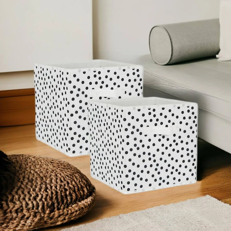 DII® 11" Black & White Dots Storage Cube, 2ct.