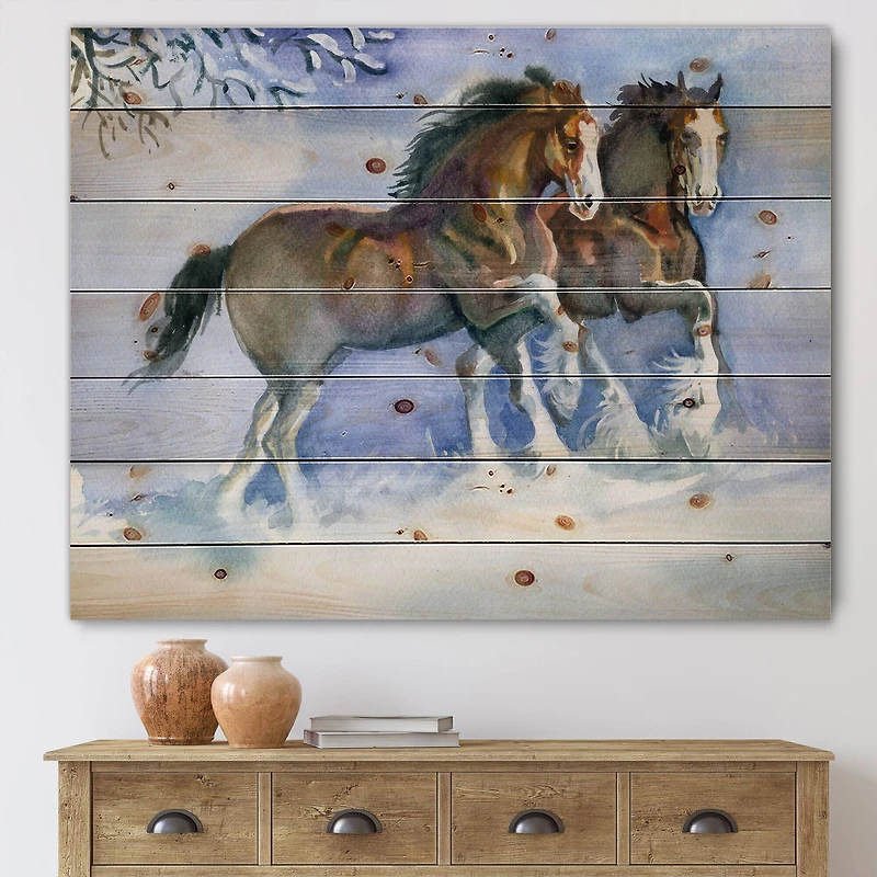 Designart - Horses Running In Winter
