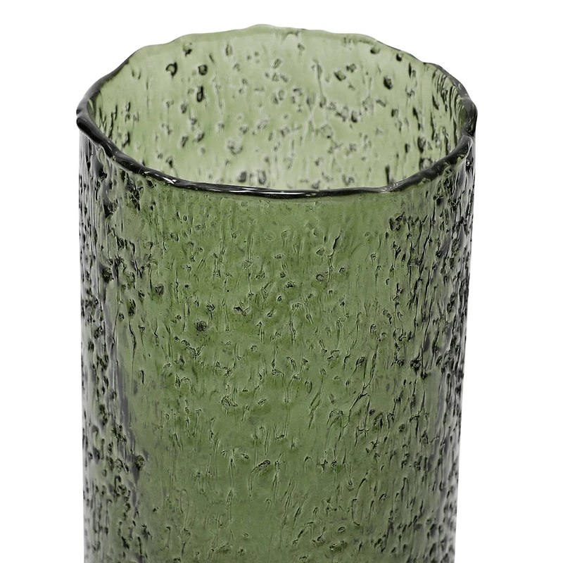 Hello Honey® 9" Green Seeded Glass Hurricane Vase