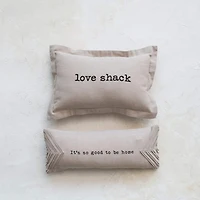 Hello Honey® It's So Good To Be Home Cotton Chambray Lumbar Pillow with Pleats