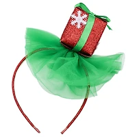Green & Red Glitter Present & Tulle Headband by Celebrate It™