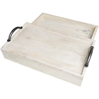 18.25" Wood Hidden Drawer Tray with Black Metal Handles