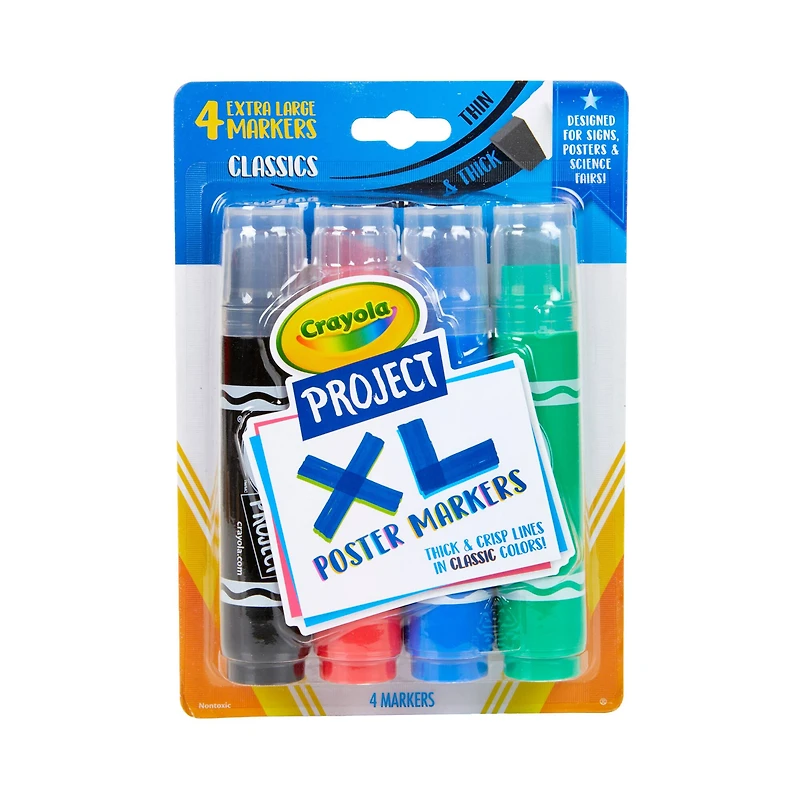Crayola® Project™ Classic Chisel Tip XL Poster Markers, 4ct.