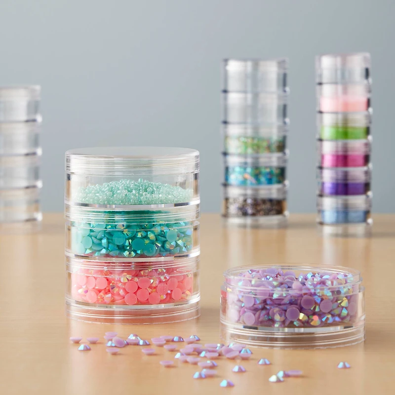 3" Clear 4-Container Round Bead Storage Stack by Bead Landing™
