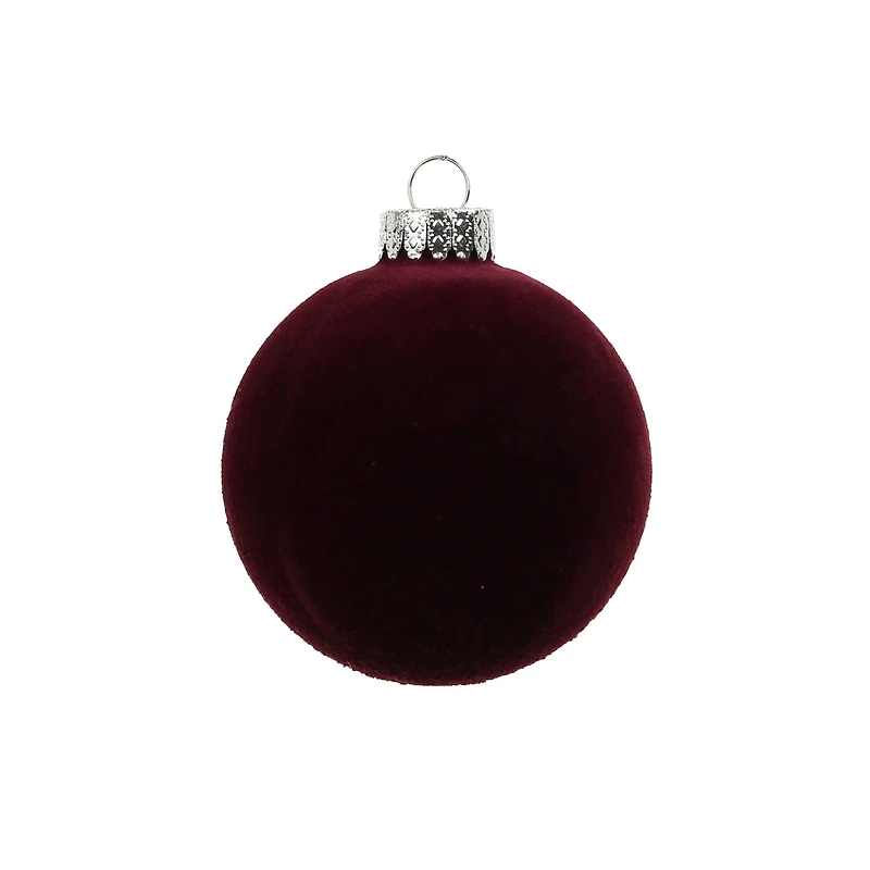 4 Pack 3.1" Purple Flocked Glass Ball Ornaments by Ashland®
