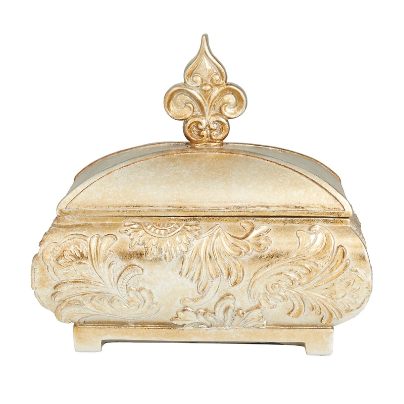 11" Gold Rectangular Traditional Decorative Jar