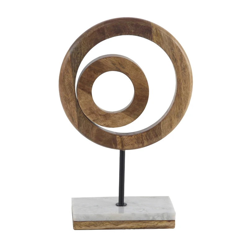 13" Brown Mango Wood Modern Abstract Sculpture