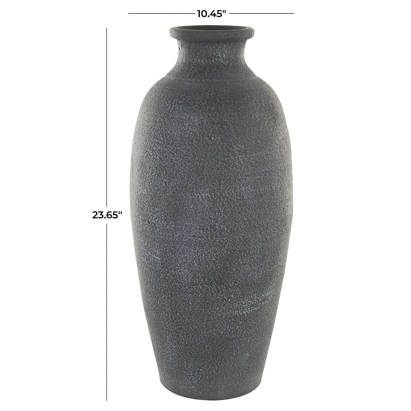 Whitewashed Black Textured Decorative Ceramic Vase