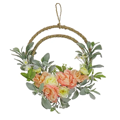 18" Spring Peony & Lamb’s Ear Double Hoop Wreath