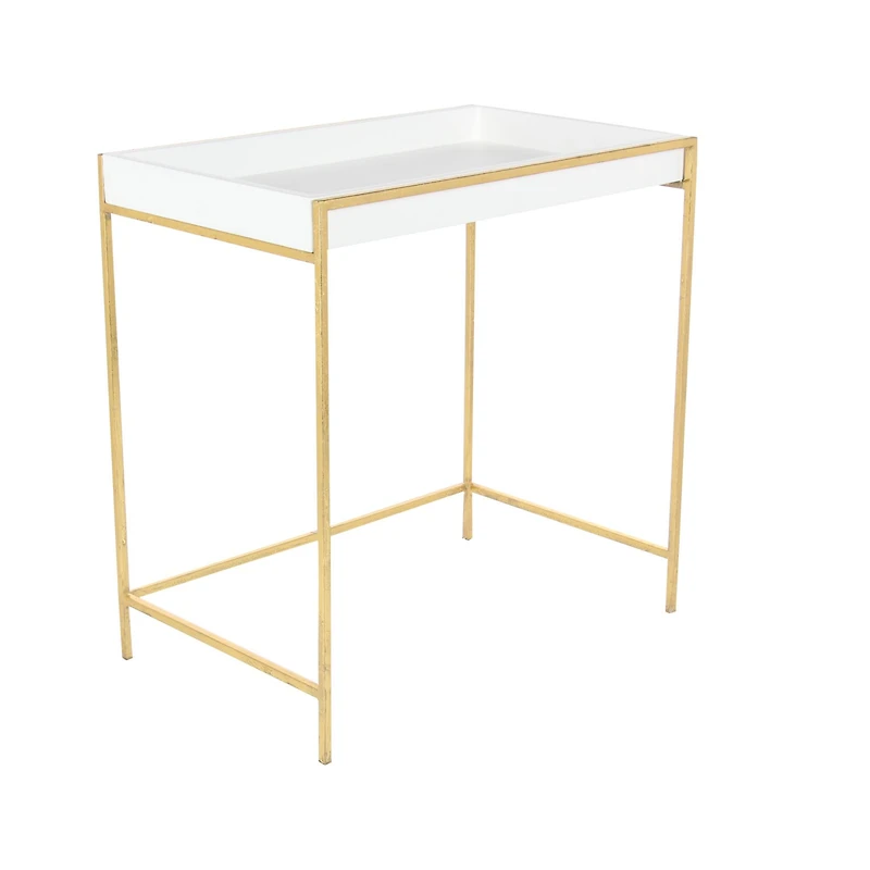 Set of 2 Gold Metal Contemporary Console Table, 22", 20"