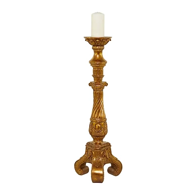 33" Gold Polystone Handmade Pillar Candle Holder