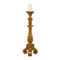33" Gold Polystone Handmade Pillar Candle Holder