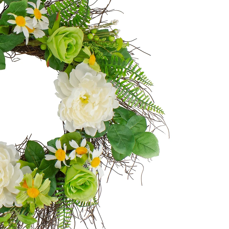 Mixed Floral Artificial Spring Wreath 22"