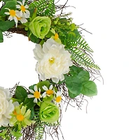 Mixed Floral Artificial Spring Wreath 22"