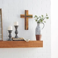 Brown Wood Industrial Cross Wall Decor, 20" x 12" x 2"