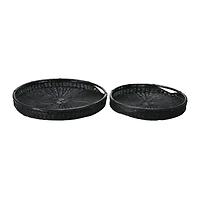 Hello Honey® Black Wicker Trays with Handle Set
