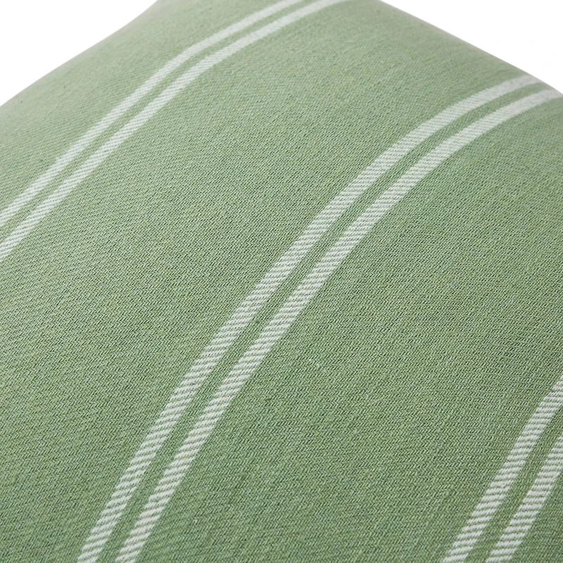 Hello Honey® Green Square Interwoven Double-Striped Cotton Pillow Cover