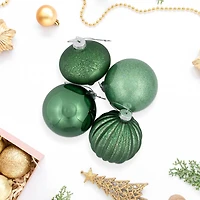 3-Finish Glass Christmas Ball and Onion Ornaments - 3" (80mm) - Forest Green - 9ct