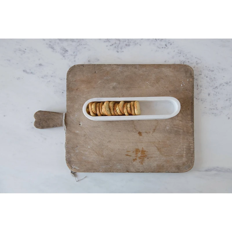 Hello Honey® 11.5'' White Marble Cracker Dish