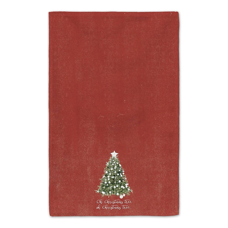 Oh Christmas Tree on Red Background Tea Towel Set