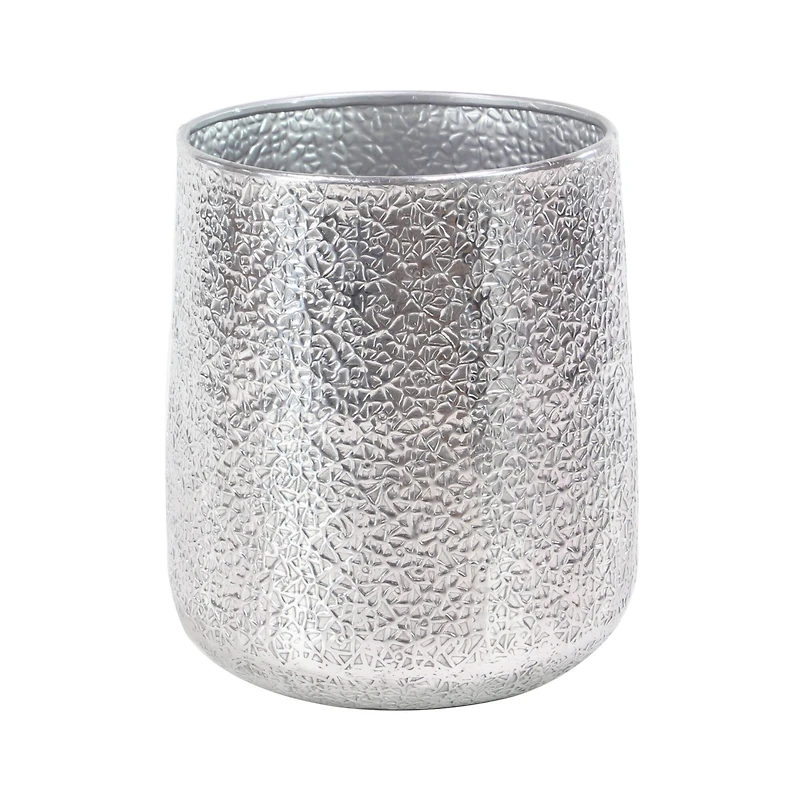 Set of 3 Silver Aluminum Glam Planter, 12", 16", 20"
