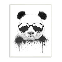 Stupell Industries Cool Panda Sunglasses Black And White Paint Drip Wall Plaque