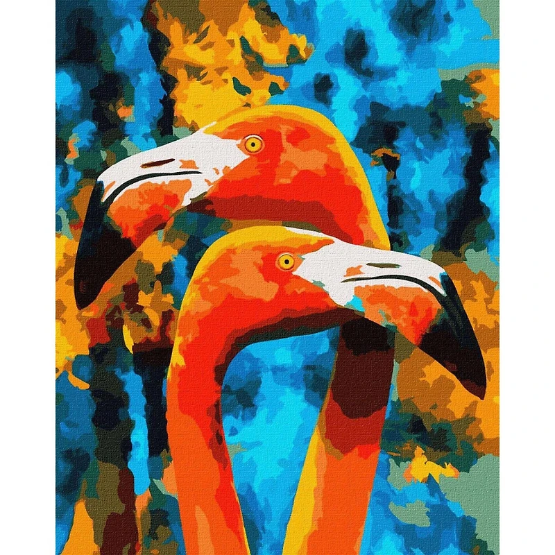 Orange Flamingos Painting by Numbers Kit