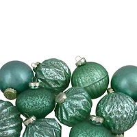 12ct. 3" Glitter & Matte Green Finial & Glass Ball Christmas Ornaments
