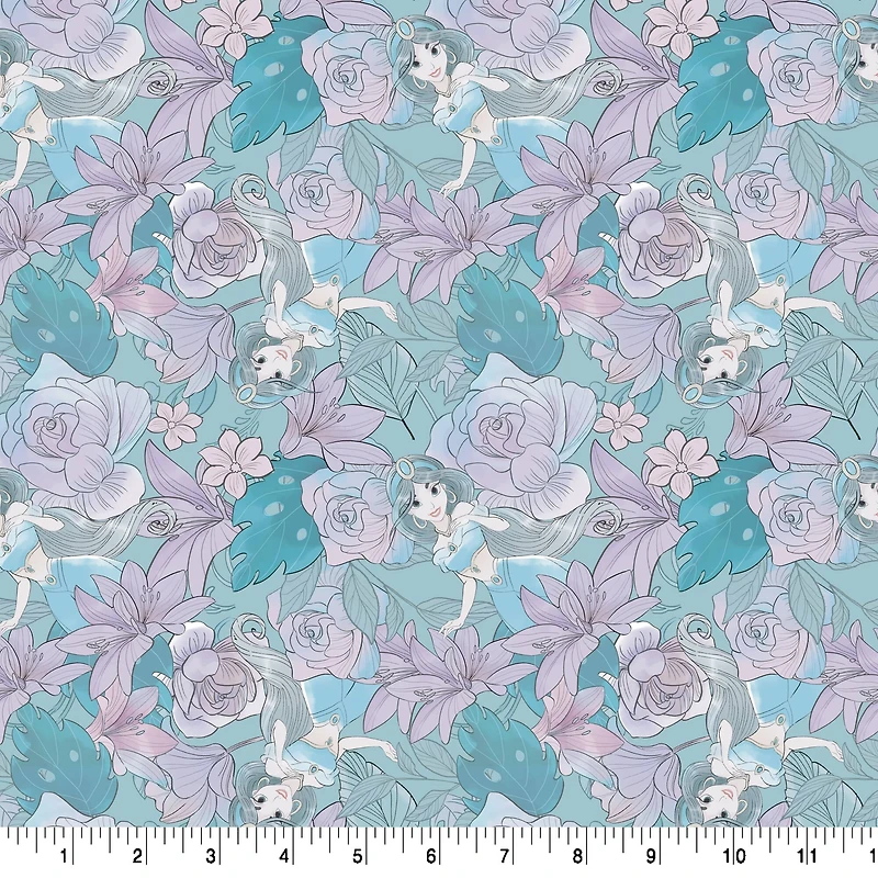 Disney® Sketch Jasmine & Flowers Cotton Fabric