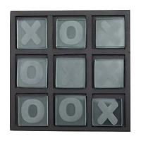 8" Black Wood Tic-Tac-Toe Game Set