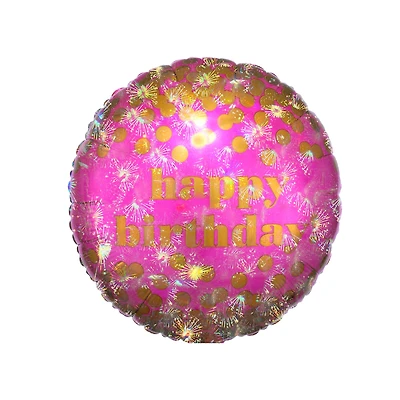 18" Happy Birthday Dotty Holo Foil Balloon