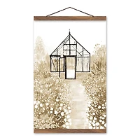 Greenhouse Pathway Teak Hanging Canvas