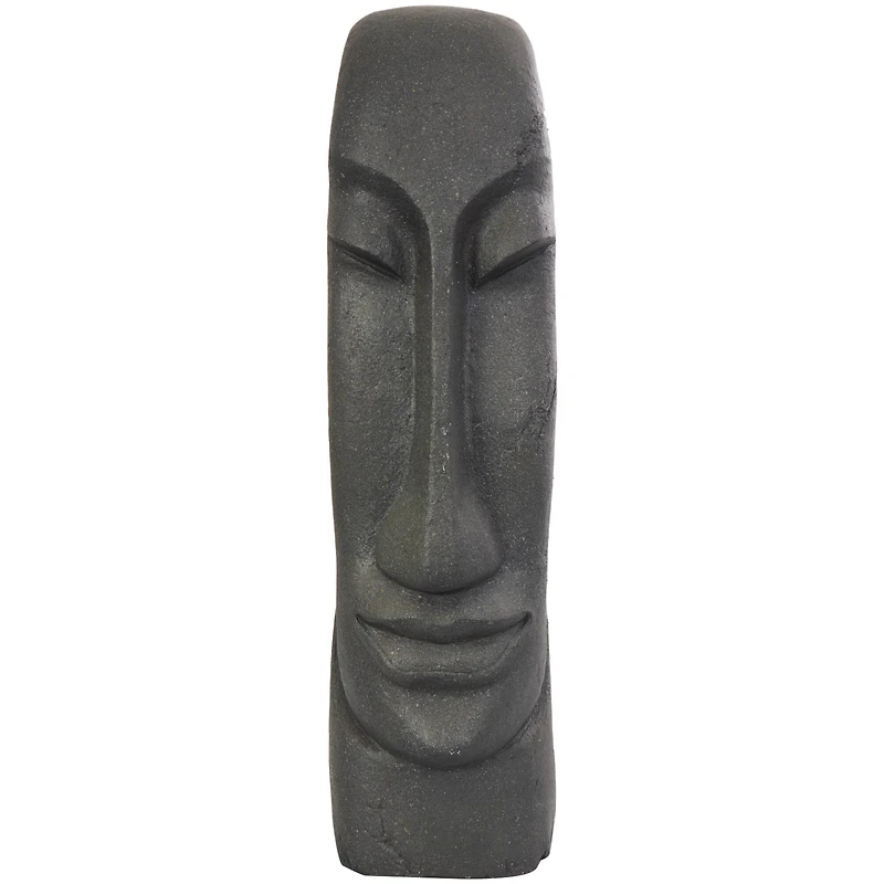 31" Black Tall Distressed Totem Face Sculpture