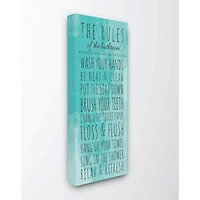 Stupell Industries Bathroom "The Rules" Turquoise , 20 x 48