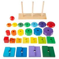 Toy Time Wooden Rainbow Stacking Shapes Set