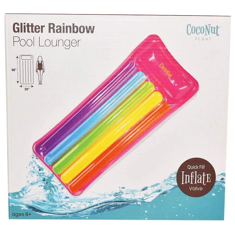 CocoNut Float 6ft. Glitter Rainbow Pool Lounger
