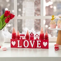 Glitzhome® 14" Valentine's Wooden Love House & Tree Table Décor