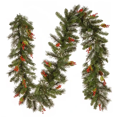 9ft. Pre-Lit Wintry Pine® with Cones, Berries, Snowflakes and Clear Lights Garland