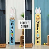 Glitzhome® 42" Wooden Double-Sided Easter Welcome Porch Sign with Bunny Ears