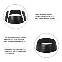 Glitzhome® 40.5" Christmas Black Hammered Metal Tree Collar