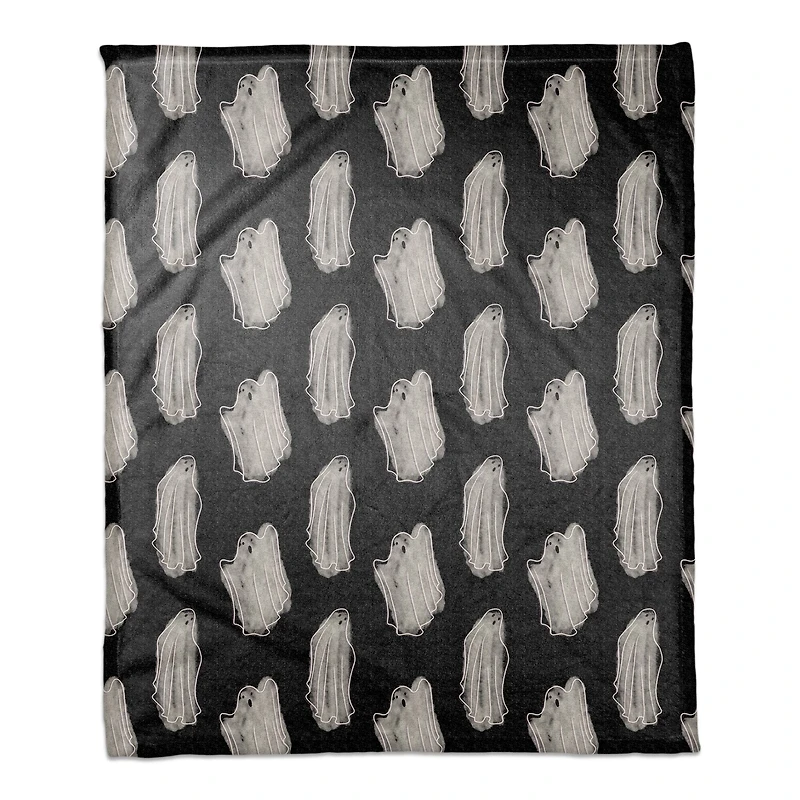 Black Haunty Ghost Pattern Fleece Blanket