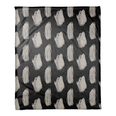 Black Haunty Ghost Pattern Fleece Blanket