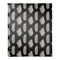 Black Haunty Ghost Pattern Fleece Blanket