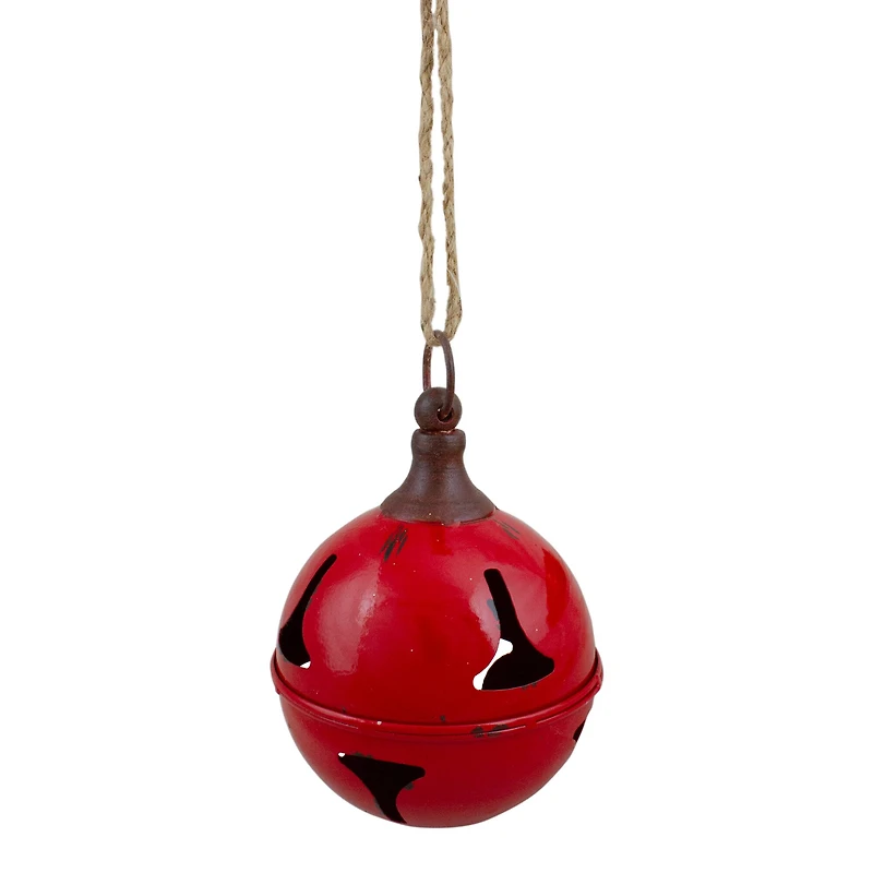 7" Red Metal Jingle Bell Hanging Christmas Decoration